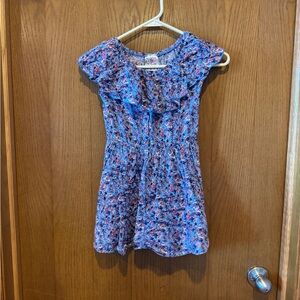 Jenna & Jessie Girls Size 6X Blue Floral Ruffle Neck Casual Dress